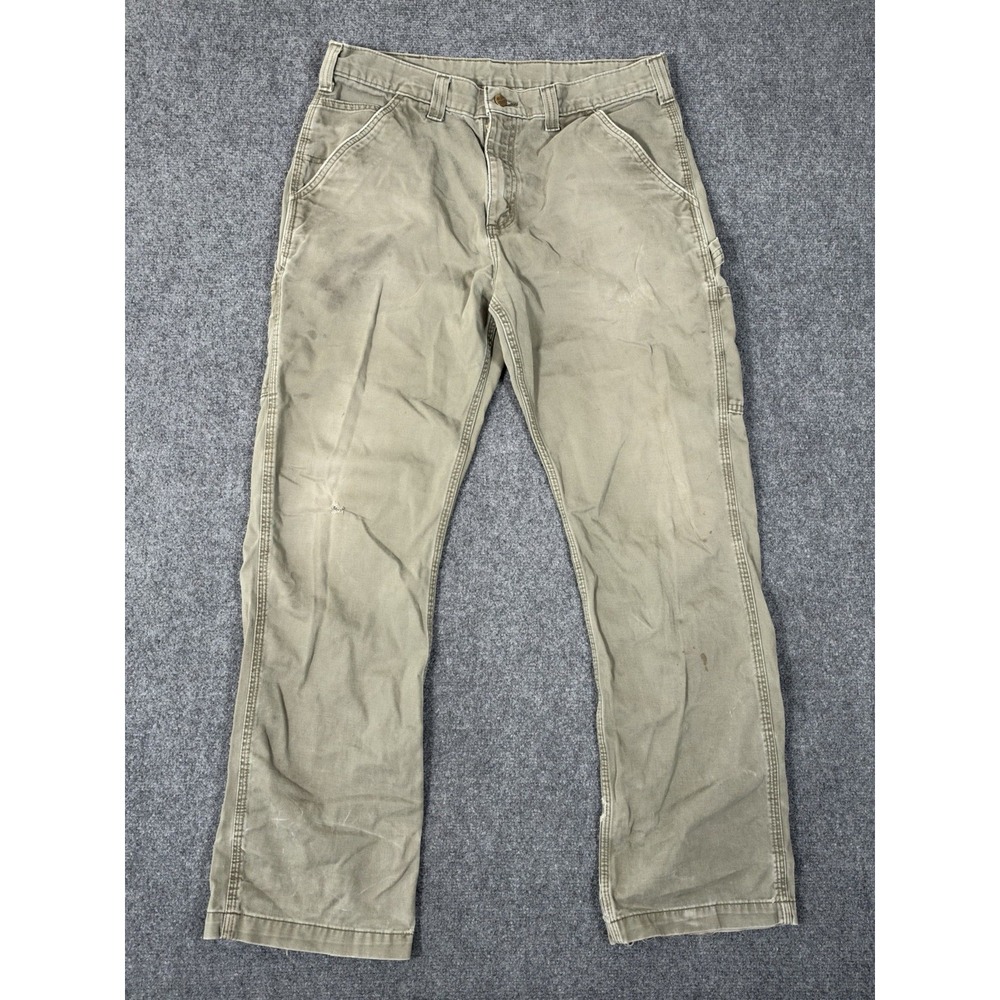 Carhartt B324 ARG Mens 34x30 Army Green Relaxed Fit Carpenter Work Pants